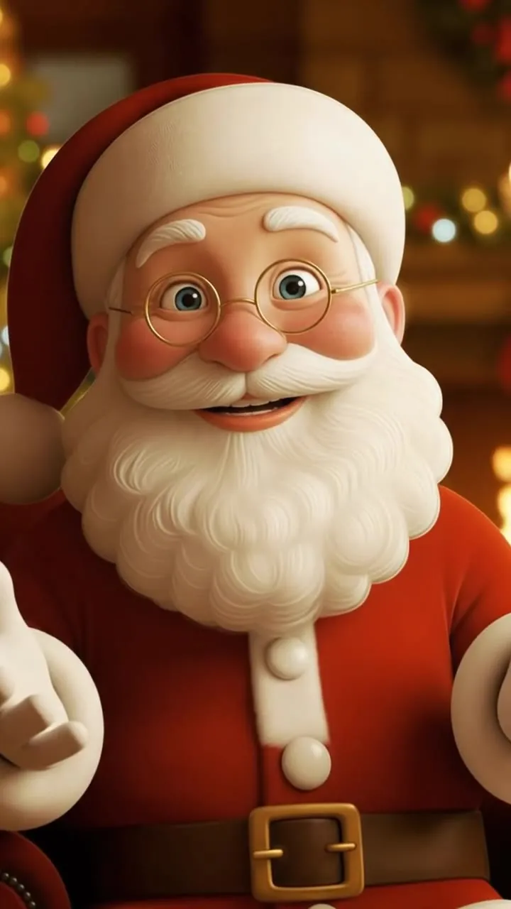 Le Père Noël félicite Léa dans un salon douillet – exemple de vidéo en français