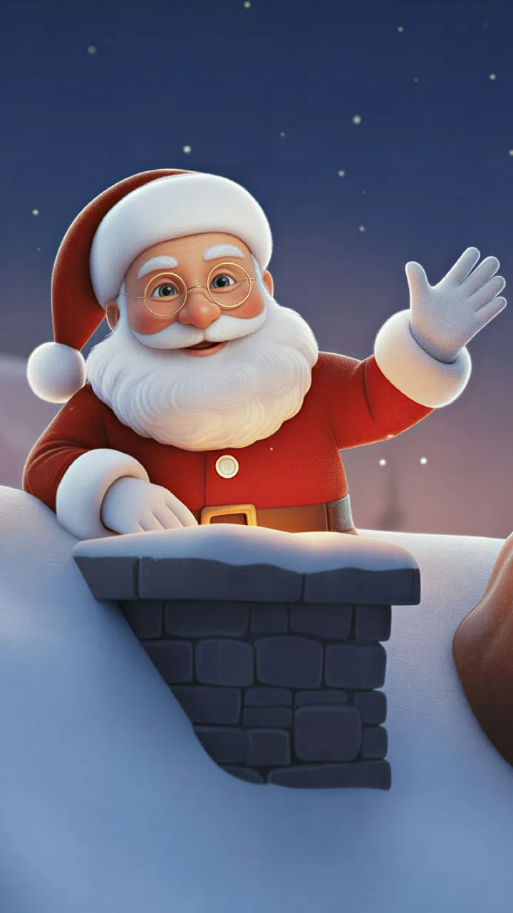 Der Weihnachtsmann winkt vom Dach – Beispielvideo auf Spanisch