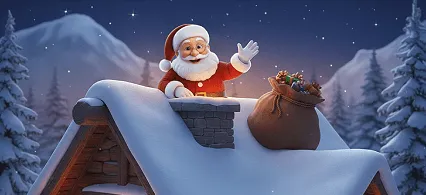 Santa: Rooftop Hang-Up scene